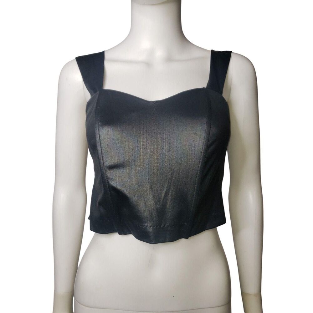 Surf and Turf of California Crop Top Womens Medium Satin Tank Corset 80s 90s Y2K